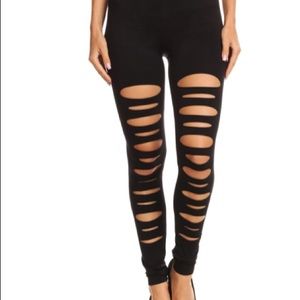High waisted leggjngs, factory distressed
